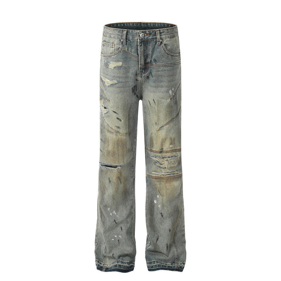 Ripped Dirty Jeans Street Fashion Paint Splash-ink Men